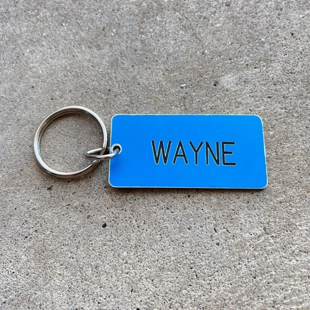 Engraved Name Plate Wayne Keychain